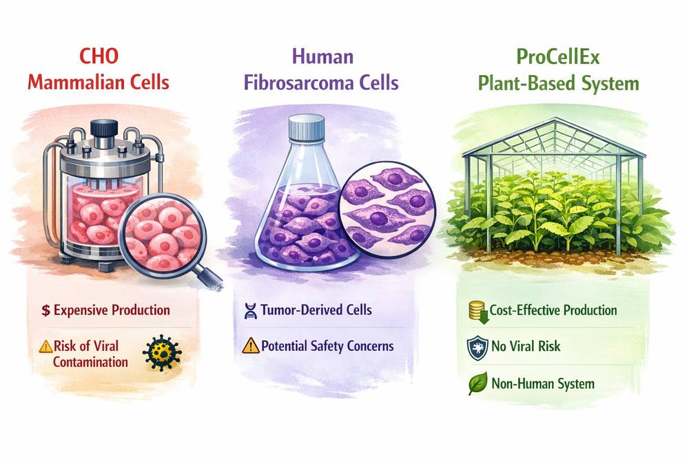 Comparison of mammalian vs plant cell production systems