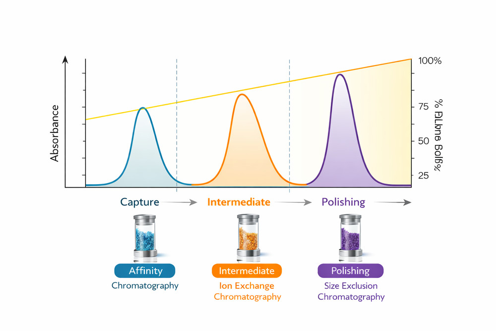 Multi-step purification chromatogram for recombinant enzyme