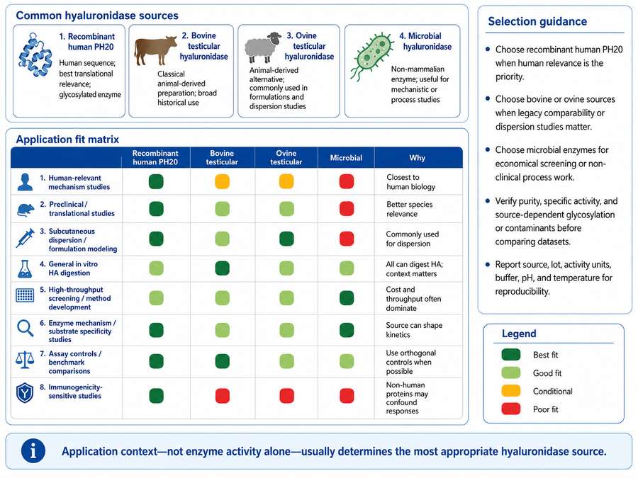 Research application fit matrix for hyaluronidase sources