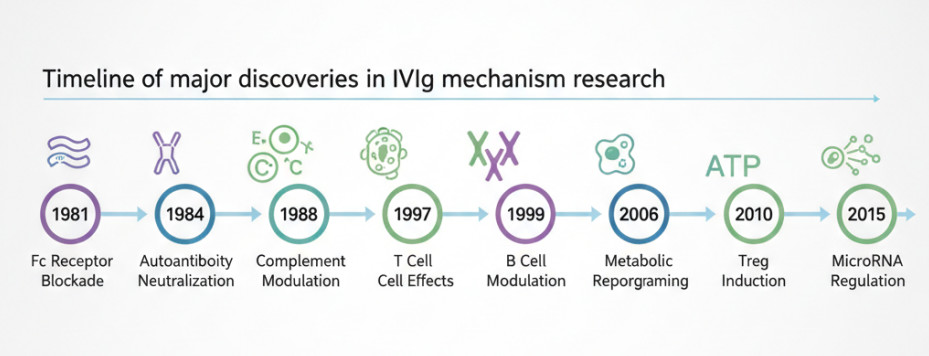 Timeline of IVIg mechanism discoveries